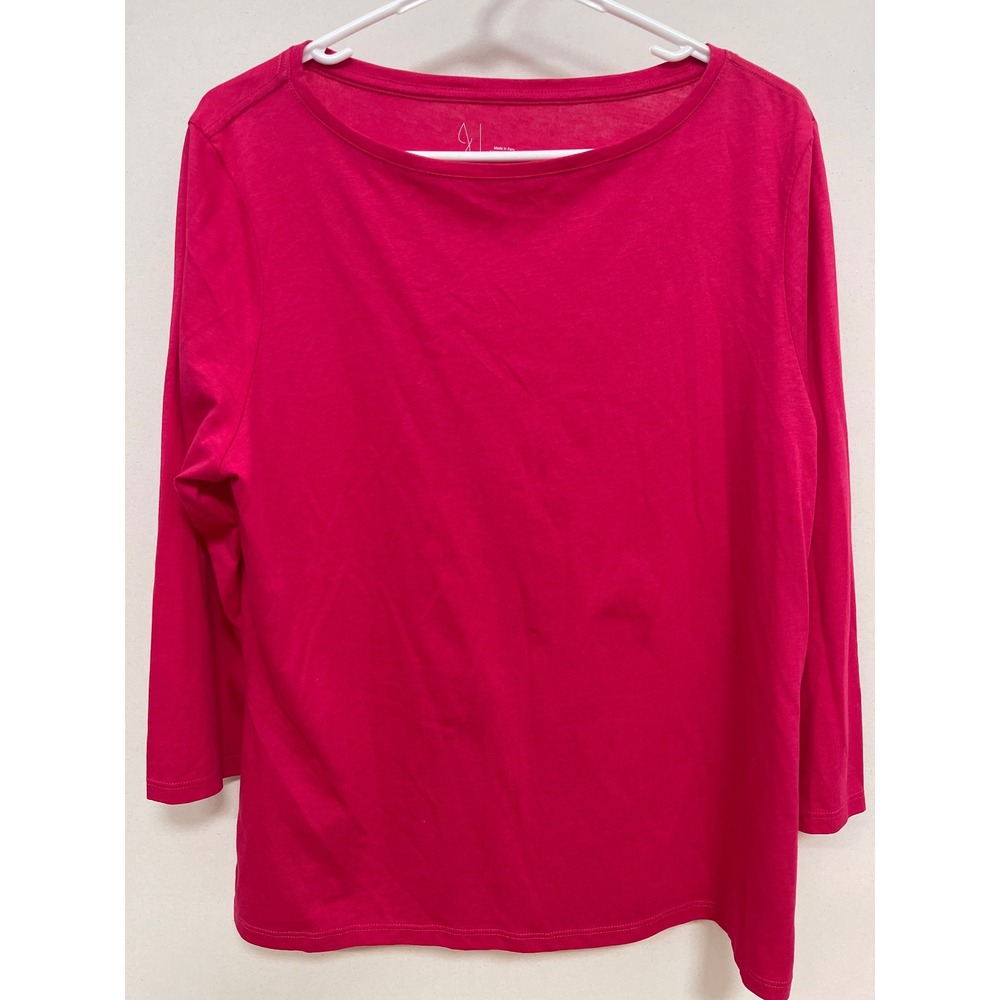 Joie Magenta Pink Boat Neck Long Sleeve Top XL Made in Peru